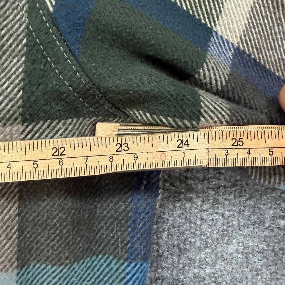 Orvis Flannel Shirt‎ Jacket Mens XXL Blue Green Fleece Lined Plaid Shacket Heavy